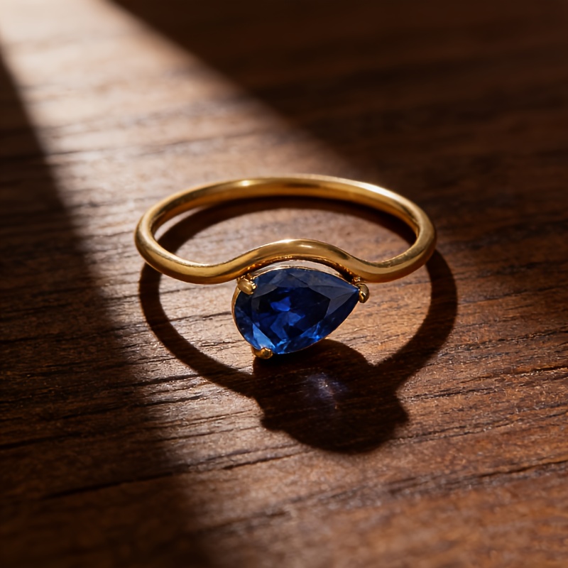 Women's Colorful Teardrop Ring, Exquisite December Birthday Gift
